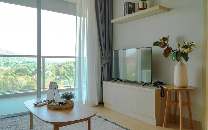 Living room furniture releasing VOCs that affect indoor air quality.
